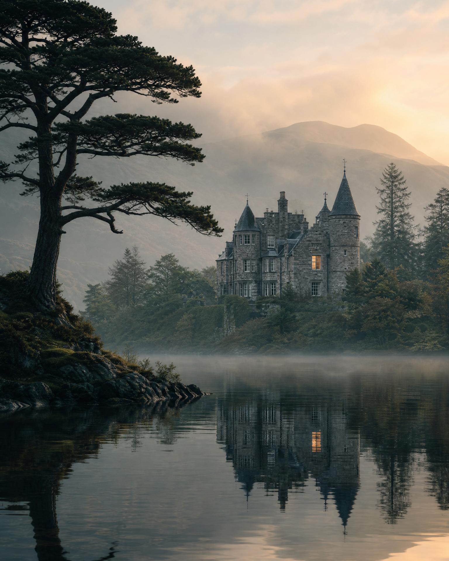 The Scottish Highlands under soft light